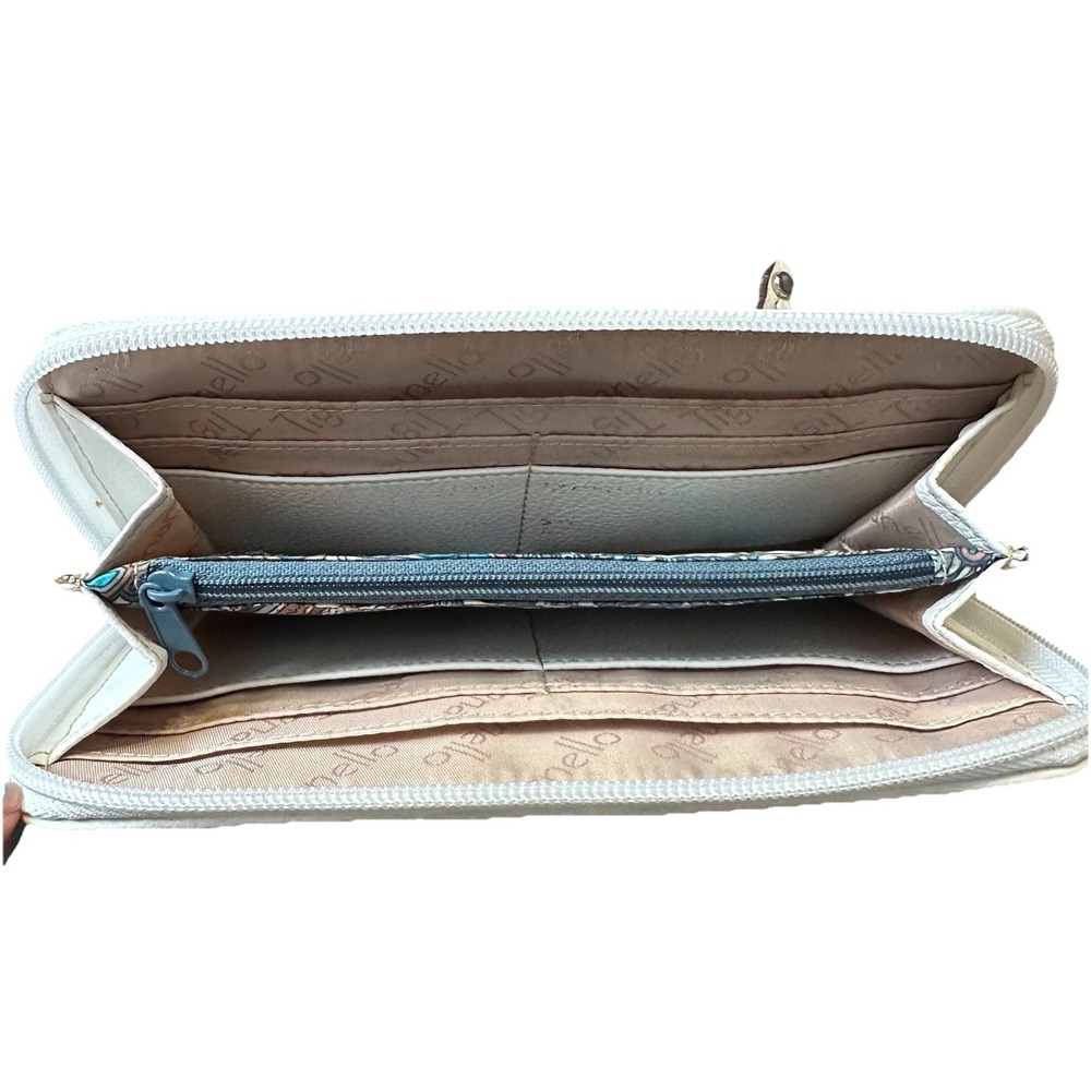 Tignanello Zip Around Wallet Rose Gold Silver Metallic White Leather Cards *READ - Picture 6 of 16